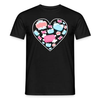 Soap hearts for cleanliness and care - Men's T-Shirt - black - Front - AI Model Male 178 light (178cm)