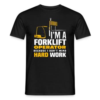 Je suis cariste parce que je travaille dur - T-shirt homme - noir - Devant - AI Model Male 178 light (178cm)