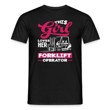 This Girl Loves Her Forklift Driver - Men's T-Shirt - black - Front - AI Model Male 178 light (178cm)
