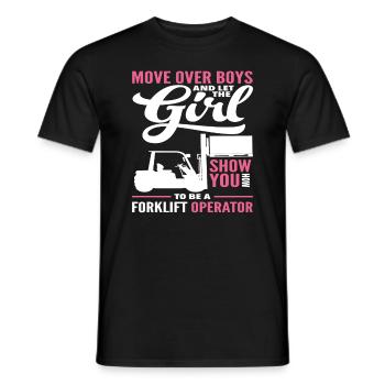 Forklift driver shows it to the guys - Men's T-Shirt - black - Front - AI Model Male 178 light (178cm)