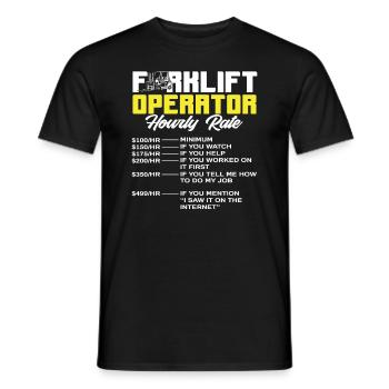 Conducteur de chariot élévateur Taux horaire Liste humoristique - T-shirt homme - noir - Devant - AI Model Male 178 light (178cm)