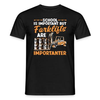L’école est importante, mais les chariots élévateurs le sont - T-shirt homme - noir - Devant - AI Model Male 178 light (178cm)