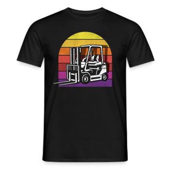 Chariot élévateur rétro vintage coucher de soleil - T-shirt homme - noir - Devant - AI Model Male 178 light (178cm)