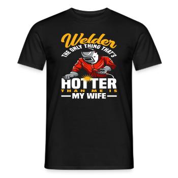 Soudeur, le seul plus chaud que moi est - T-shirt homme - noir - Devant - AI Model Male 178 light (178cm)