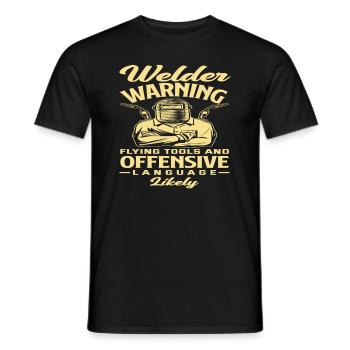Welders Warning Flying Tools And - Men's T-Shirt - black - Front - AI Model Male 178 light (178cm)