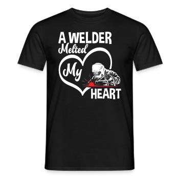 A welder melted my heart - Men's T-Shirt - black - Front - AI Model Male 178 light (178cm)