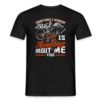 Parfois, je me demande si mon vélo n’est pas aussi attaché à - T-shirt homme - noir - Devant - AI Model Male 178 light (178cm)