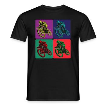 Colored Mountain Bike Rider Art - Men's T-Shirt - black - Front - AI Model Male 178 light (178cm)