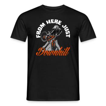 Von Hier Aus Nur Bergab Abenteuer - Männer T-Shirt - Schwarz - Vorne - AI Model Male 178 light (178cm)