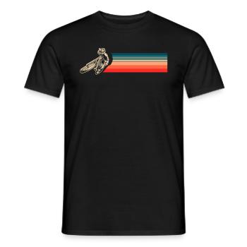 Vintage motorcyclist with retro stripes - Men's T-Shirt - black - Front - AI Model Male 178 light (178cm)