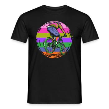 Colorful Mountain Bike Action Graphic - Men's T-Shirt - black - Front - AI Model Male 178 light (178cm)