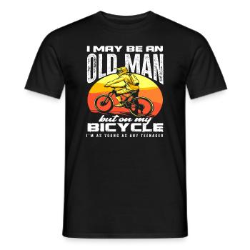 Alter Mann Auf Fahrrad Jung Wie Ein Teenager - Männer T-Shirt - Schwarz - Vorne - AI Model Male 178 light (178cm)