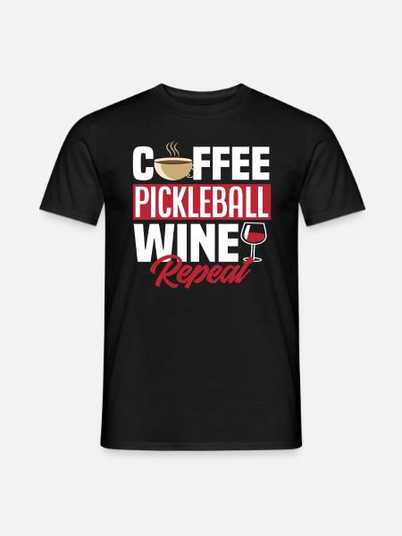 Café Pickleball Vin Répéter - T-shirt homme - noir