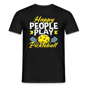 Les gens heureux jouent au pickleball - T-shirt homme - noir - Devant - AI Model Male 178 light (178cm)