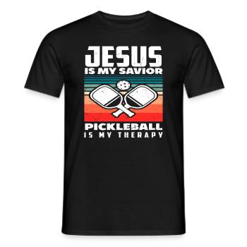 Jesus Ist Mein Erlöser Pickleball Ist Meine - Männer T-Shirt - Schwarz - Vorne - AI Model Male 178 light (178cm)