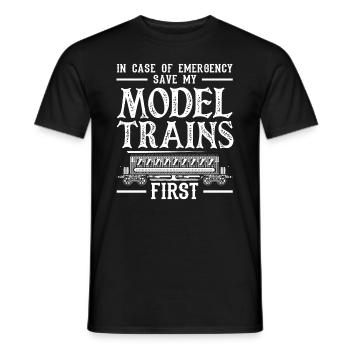 In geval van nood, eerst mijn modeltreinen opslaan - Heren T-shirt - zwart - Voor - AI Model Male 178 light (178cm)