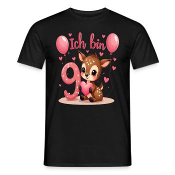 Süßes Reh Ich bin 9 Kinder 9. Geburtstag Mädchen - Männer T-Shirt - Schwarz - Vorne - AI Model Male 178 light (178cm)