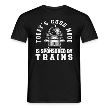 La bonne humeur du jour grâce aux trains - T-shirt homme - noir - Devant - AI Model Male 178 light (178cm)
