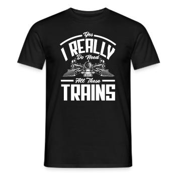 , j’ai vraiment besoin de tous ces trains - T-shirt homme - noir - Devant - AI Model Male 178 light (178cm)