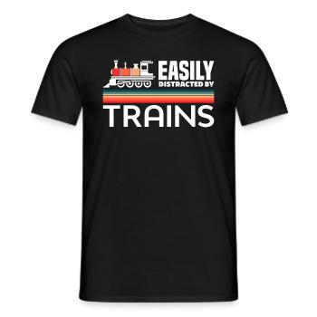 Easily Distracted By Trains Retro-Lok - Männer T-Shirt - Schwarz - Vorne - AI Model Male 178 light (178cm)