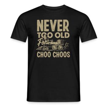 Jamais trop vieux pour les amateurs de trains de Choo Choos - T-shirt homme - noir - Devant - AI Model Male 178 light (178cm)