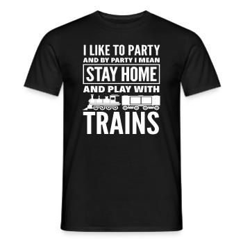 Ich Feiere Gerne Und Bleibe Zuhause Mit Zügen - Männer T-Shirt - Schwarz - Vorne - AI Model Male 178 light (178cm)