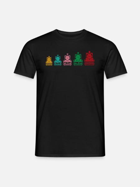 Des locomotives à vapeur colorées pour - T-shirt homme - noir