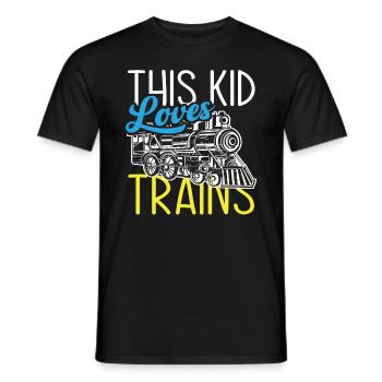 This Kid Loves Trains Railroad - Men's T-Shirt - black - Front - AI Model Male 178 light (178cm)