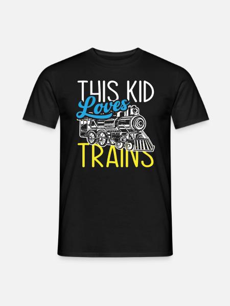 This Kid Loves Trains Railroad - Men's T-Shirt - black