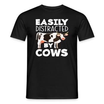 Easily distracted by cows - Men's T-Shirt - black - Front - AI Model Male 178 light (178cm)