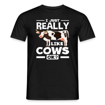 I really like cows ok cow fan - Men's T-Shirt - black - Front - AI Model Male 178 light (178cm)