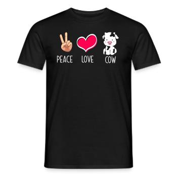 Peace Love Cow Illustration - Men's T-Shirt - black - Front - AI Model Male 178 light (178cm)