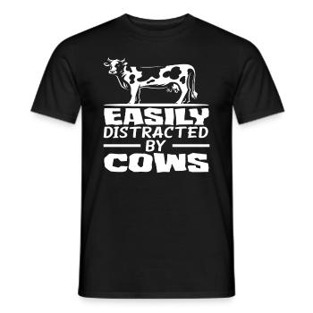Easily distracted by cows - Men's T-Shirt - black - Front - AI Model Male 178 light (178cm)