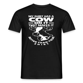 My clothes have a cow on them, that's what it does - Men's T-Shirt - black - Front - AI Model Male 178 light (178cm)