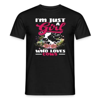 I'm just a girl who loves cows - Men's T-Shirt - black - Front - AI Model Male 178 light (178cm)