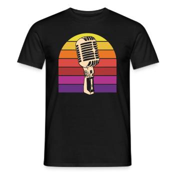Microphone vintage Rétro Sunset Karaoké - T-shirt homme - noir - Devant - AI Model Male 178 light (178cm)