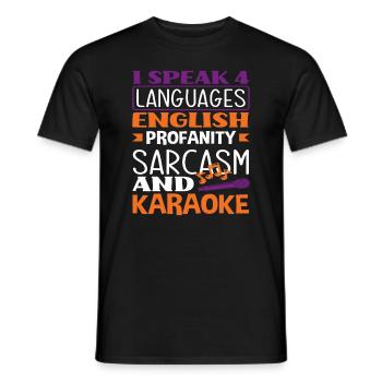 4 langues Anglais Jurons Sarcasme Karaoké - T-shirt homme - noir - Devant - AI Model Male 178 light (178cm)