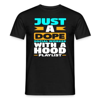 Just a cool social worker - Men's T-Shirt - black - Front - AI Model Male 178 light (178cm)