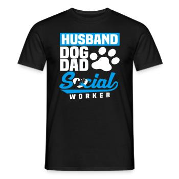 Husband Dog Dad Social Worker - Men's T-Shirt - black - Front - AI Model Male 178 light (178cm)