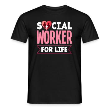 Travailleur social à vie - T-shirt homme - noir - Devant - AI Model Male 178 light (178cm)