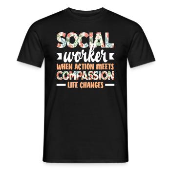 Les travailleurs sociaux agissent avec compassion - T-shirt homme - noir - Devant - AI Model Male 178 light (178cm)