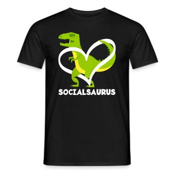 Socialsaurus Dinosaur Heart - Men's T-Shirt - black - Front - AI Model Male 178 light (178cm)