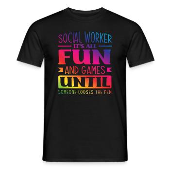 Social worker fun until someone loses the pen - Men's T-Shirt - black - Front - AI Model Male 178 light (178cm)