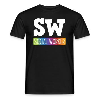 SW Sozialarbeiter Regenbogen - Männer T-Shirt - Schwarz - Vorne - AI Model Male 178 light (178cm)