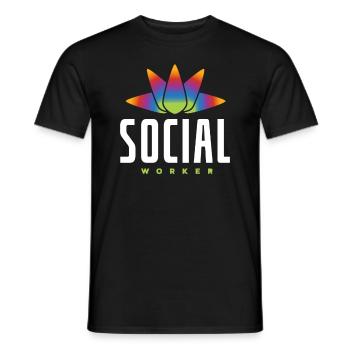 Social Worker Rainbow Lotus Flower - Men's T-Shirt - black - Front - AI Model Male 178 light (178cm)