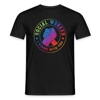 Travail social Je suis à vos côtés - T-shirt homme - noir - Devant - AI Model Male 178 light (178cm)