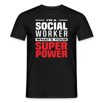 Je suis travailleur social, quel est votre superpouvoir - T-shirt homme - noir - Devant - AI Model Male 178 light (178cm)