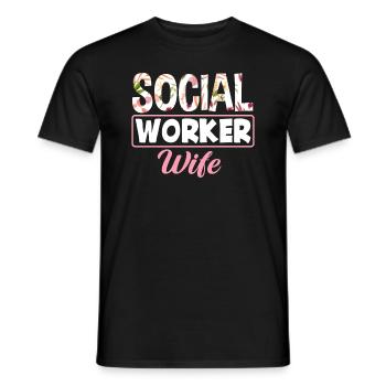 Sozialarbeiter Ehefrau Blumenmotiv - Männer T-Shirt - Schwarz - Vorne - AI Model Male 178 light (178cm)