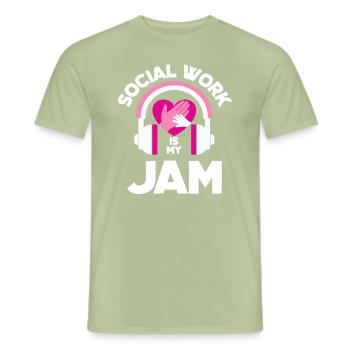 Le travail social, c’est mon truc - T-shirt homme - vert sauge - Devant - AI Model Male 178 light (178cm)