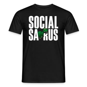 Social Saurus Dinosaur Funny - Men's T-Shirt - black - Front - AI Model Male 178 light (178cm)